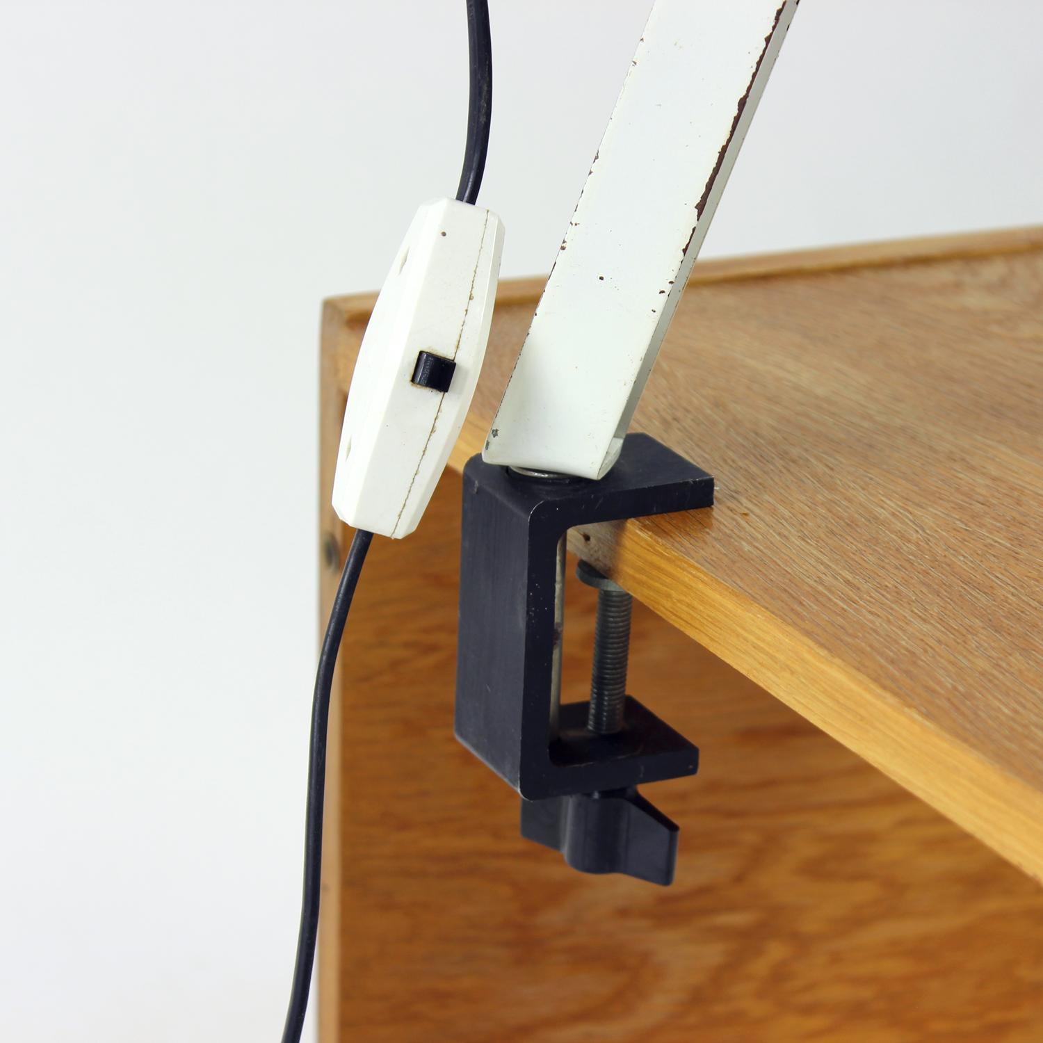Lampe de bureau d'architecte vintage blanche avec système à vis Wechselstrom, Allemagne en vente 3