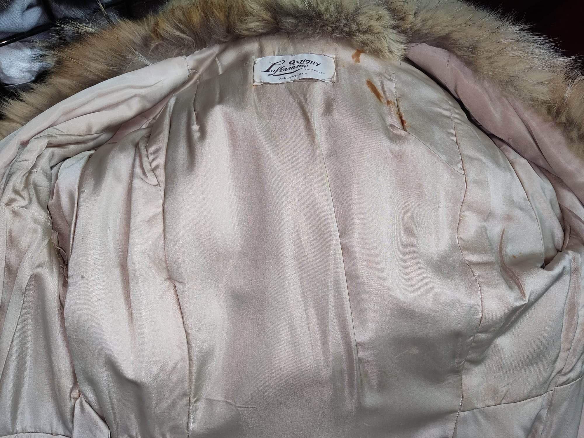 Manteau Lynx blanc vintage ajusté col jupe manches en fourrure coyote 6 en vente 7