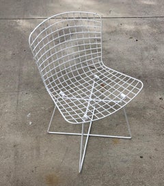 Vintage White Bertoia Steel Wire Side Chair With "X" Base by Knoll Set of 4
