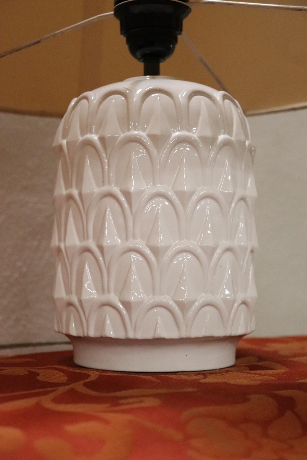 Vintage White Bineapple Ceramic Pair of Table Lamp, 1970s 3