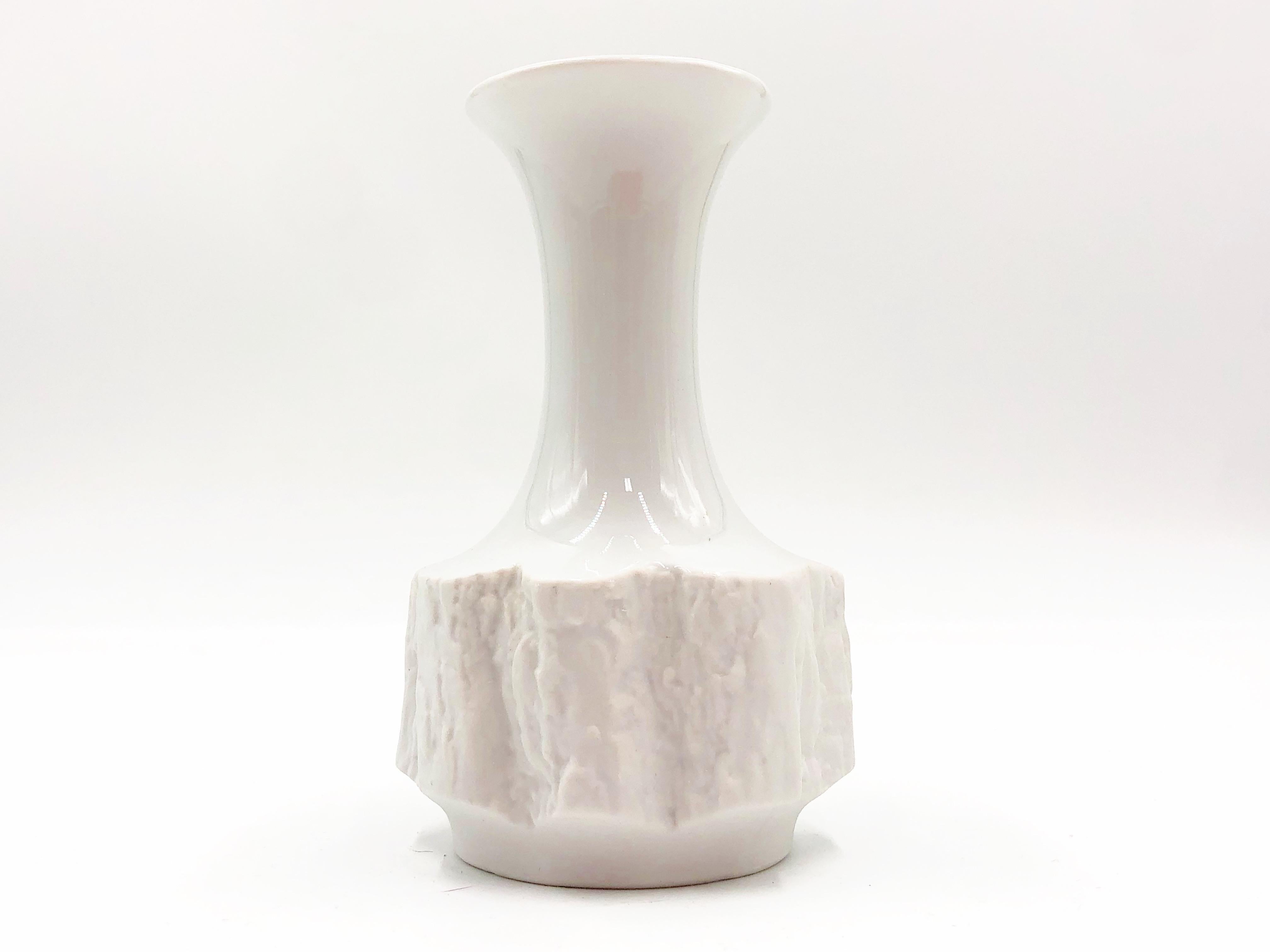 Modern Vintage White Bisque German Fine Bone Porcelain Vase by Bareuther, circa 1970s For Sale