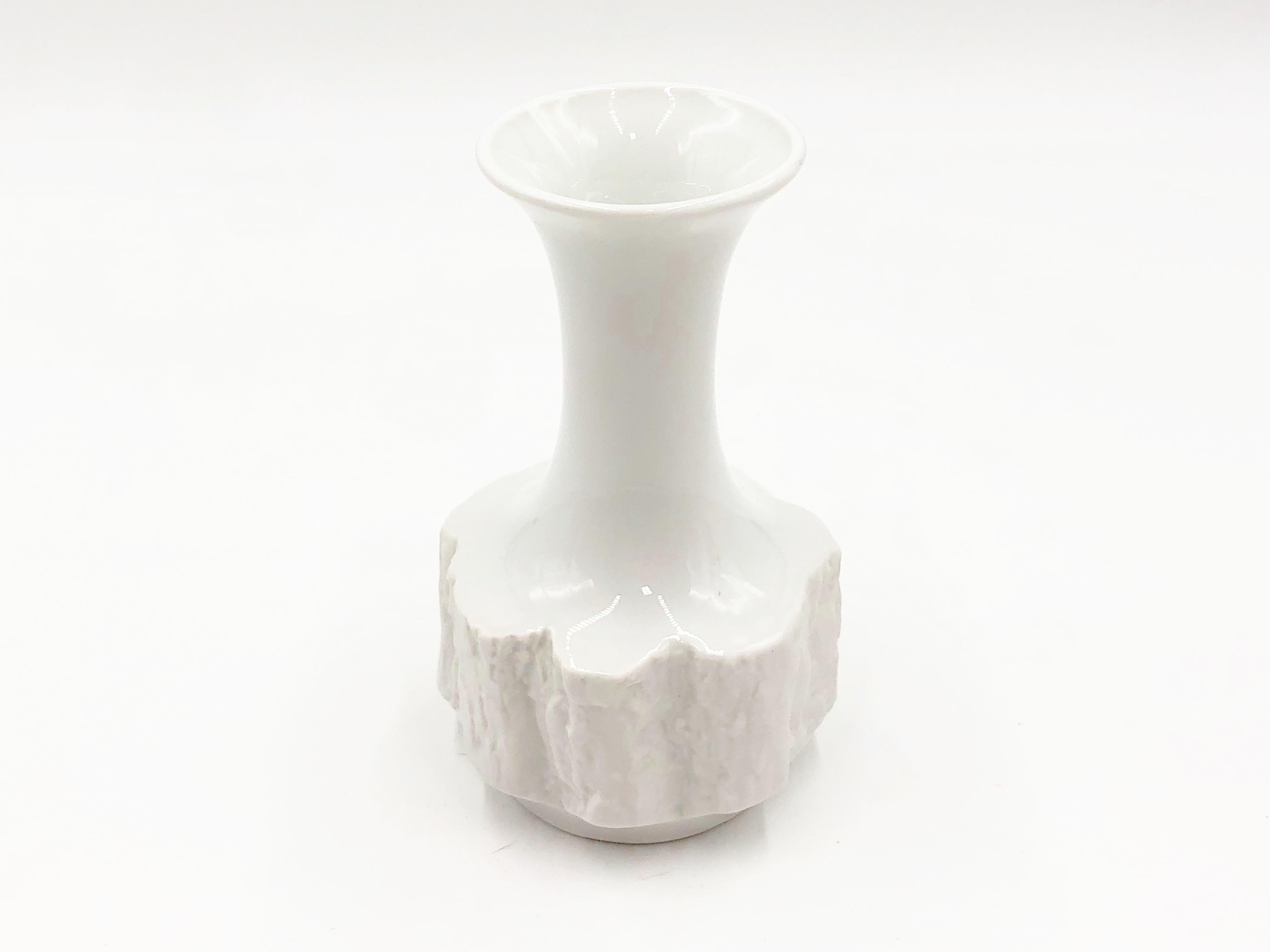 Unglazed Vintage White Bisque German Fine Bone Porcelain Vase by Bareuther, circa 1970s For Sale