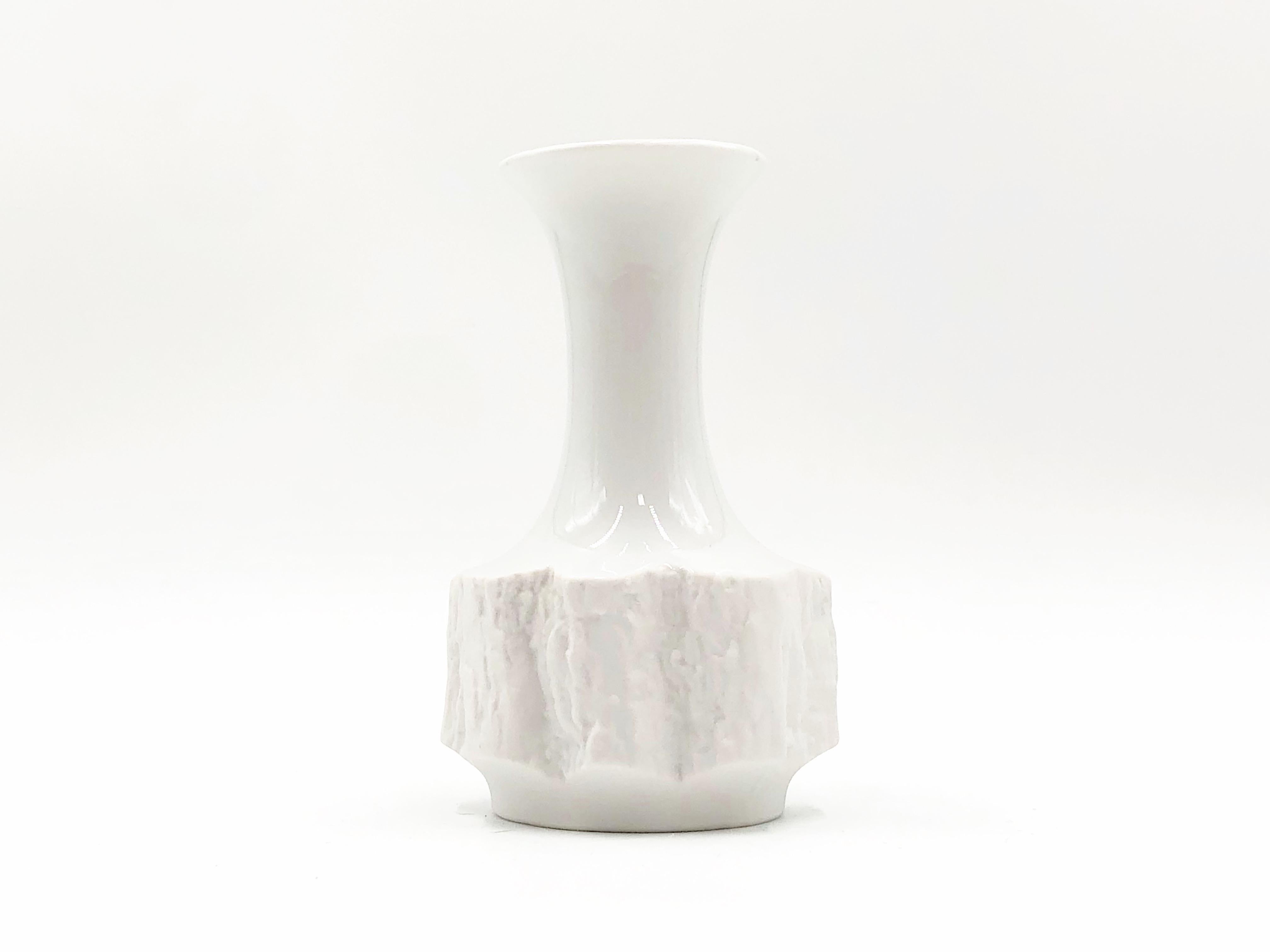 Late 20th Century Vintage White Bisque German Fine Bone Porcelain Vase by Bareuther, circa 1970s For Sale