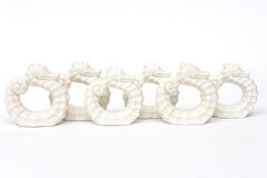 Set de 6 Servilleteros de Caballito de Mar de Porcelana Blanca Mate Bisque Vintage