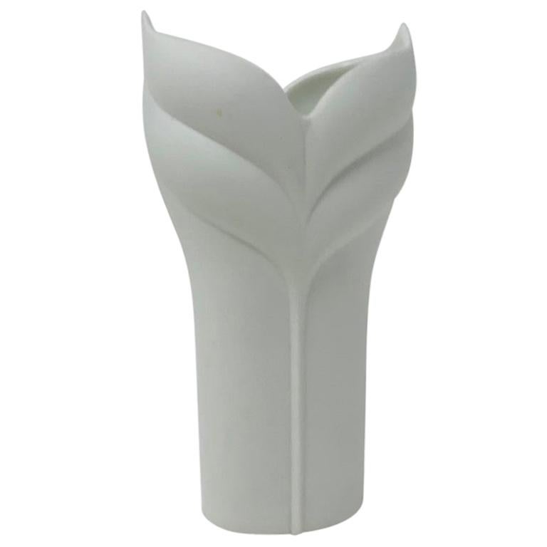 Vase bisque Op Art vintage blanc par Uta Feyl pour Rosenthal
