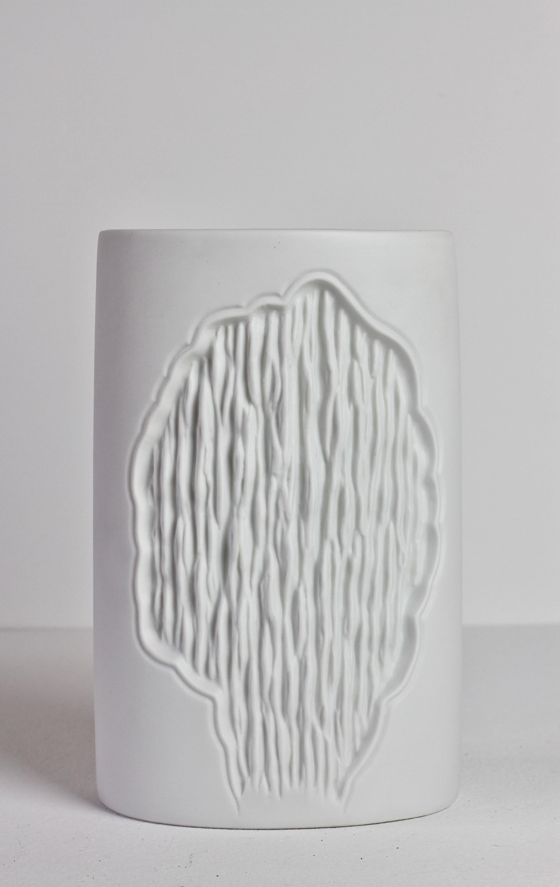 Modern Vintage White Bisque West German Vase by Manfred Frey for Kaiser Porcelain For Sale