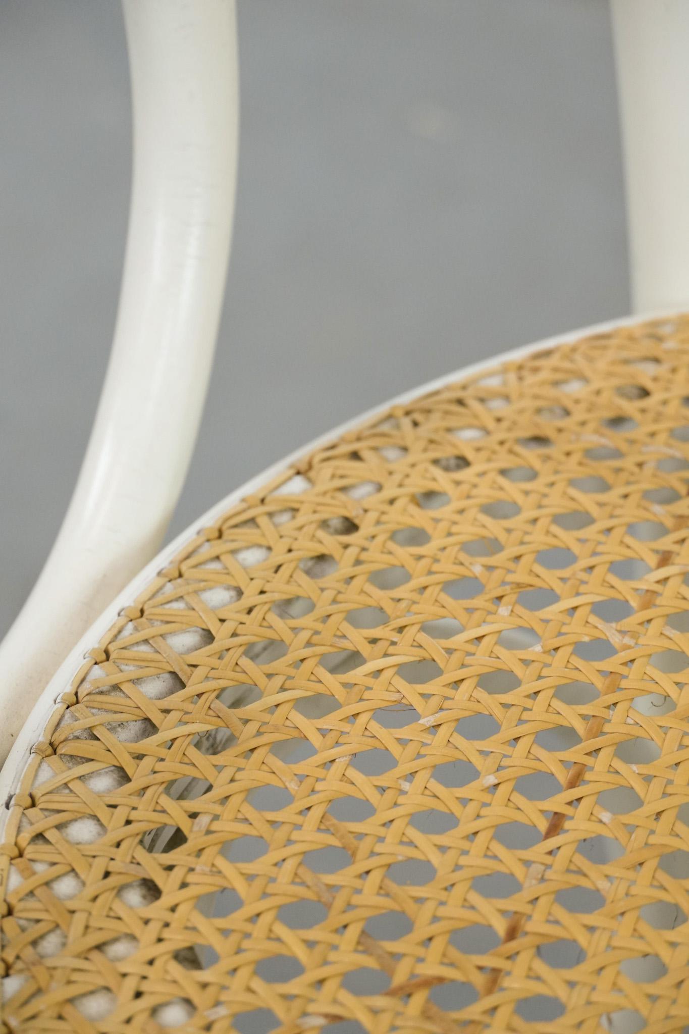 Vintage white bistro chair with armrests in Thonet style im Angebot 8