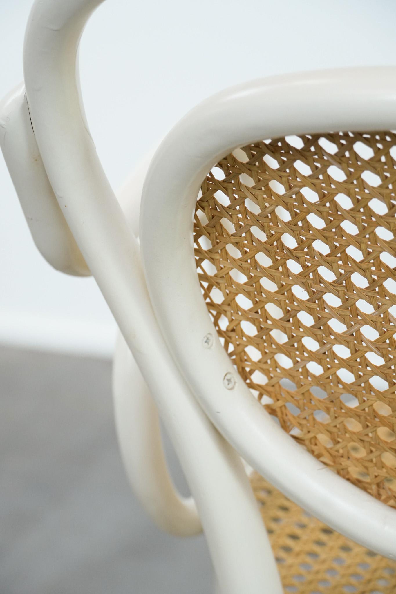 Vintage white bistro chair with armrests in Thonet style im Angebot 9