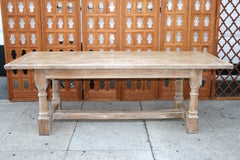Vintage White/Bleached Oak Farmhouse Dining Table, Circa 1940s