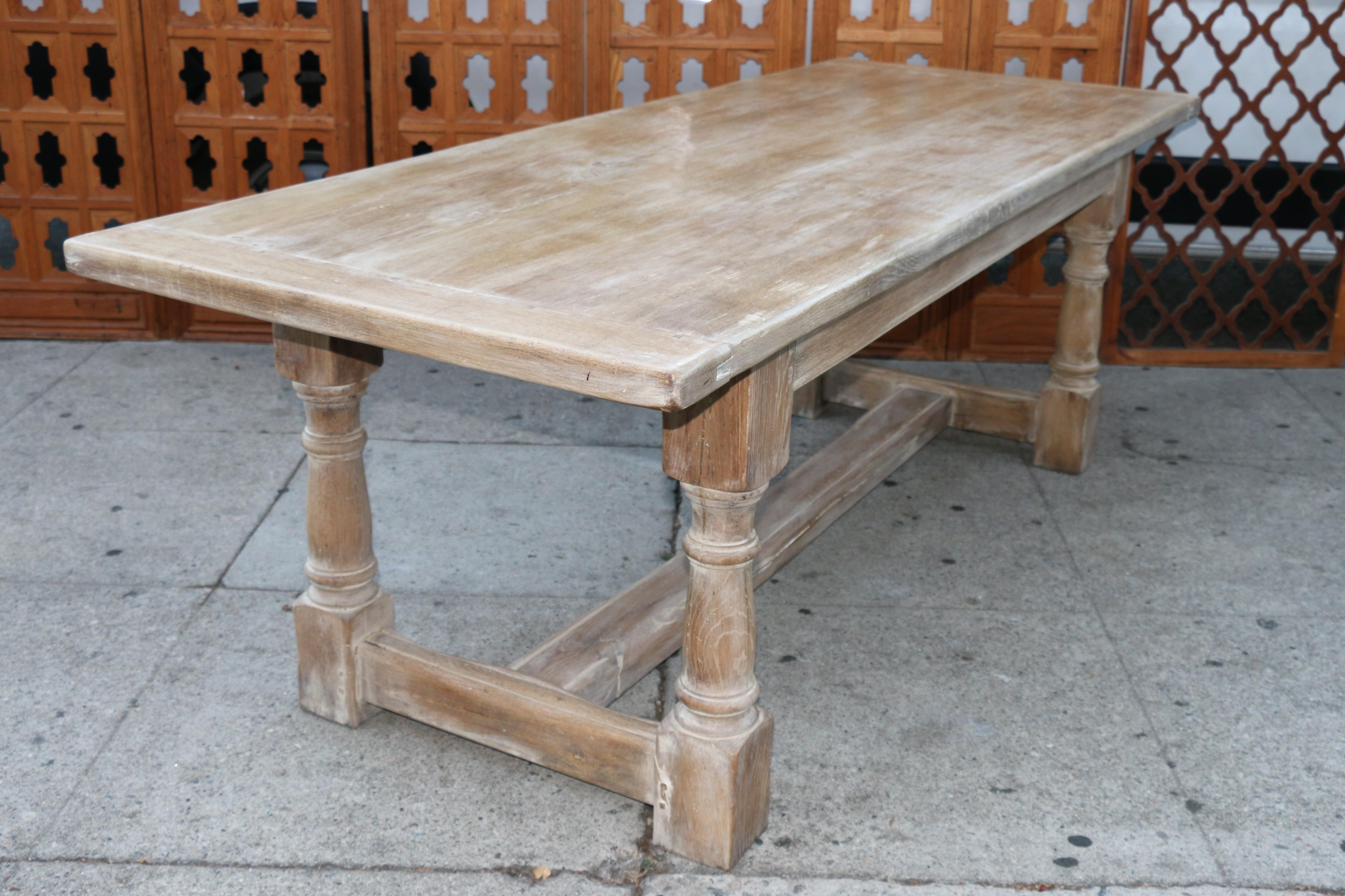 Chêne Table de salle à manger de ferme en chêne blanc/blaqué, vers les années 1940 en vente