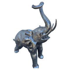 Vintage White Bronze Elephant Sculpture