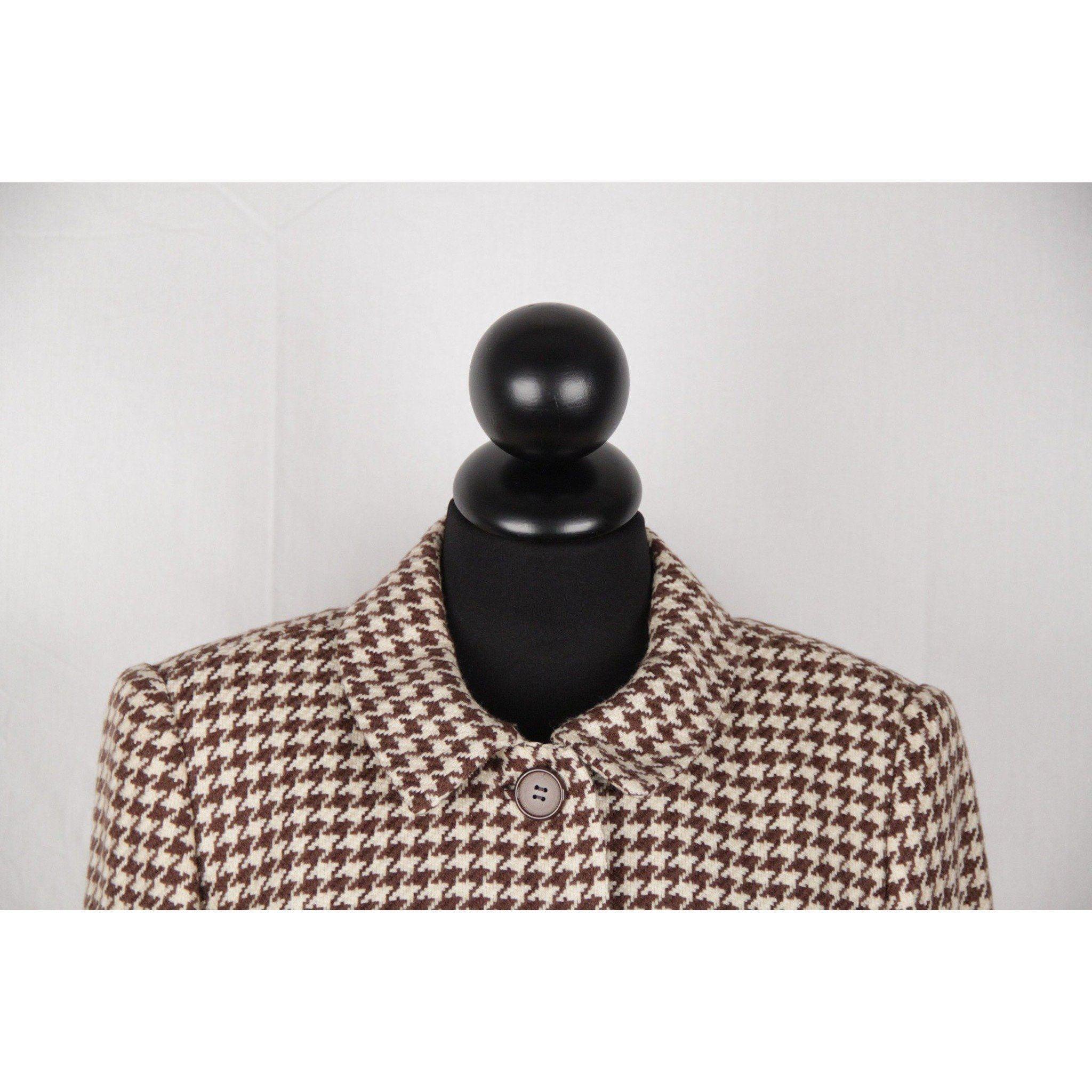  VINTAGE White & Brown HOUNDSTOOTH Pattern JACKET Blazer In Excellent Condition In Rome, Rome