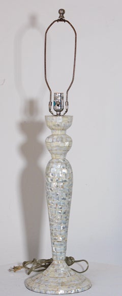 Vintage White Capiz Shell Table Lamp
