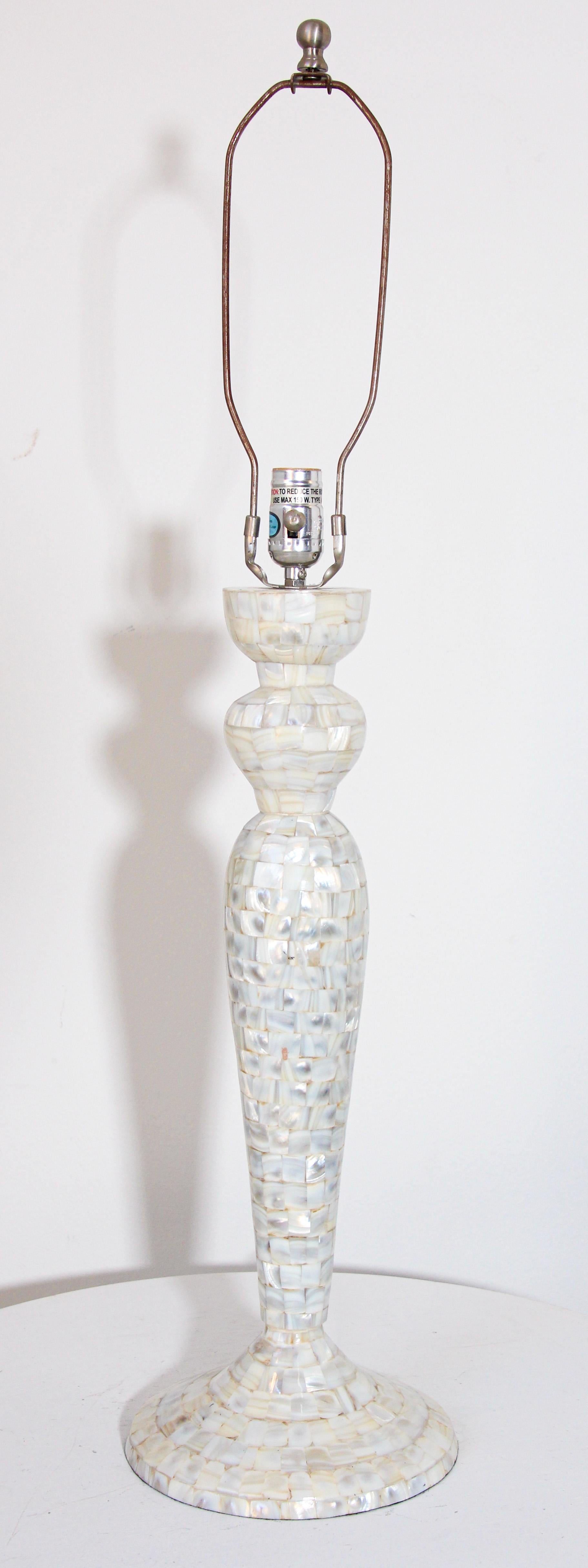 Moorish Vintage White Capiz Shell Table Lamp For Sale