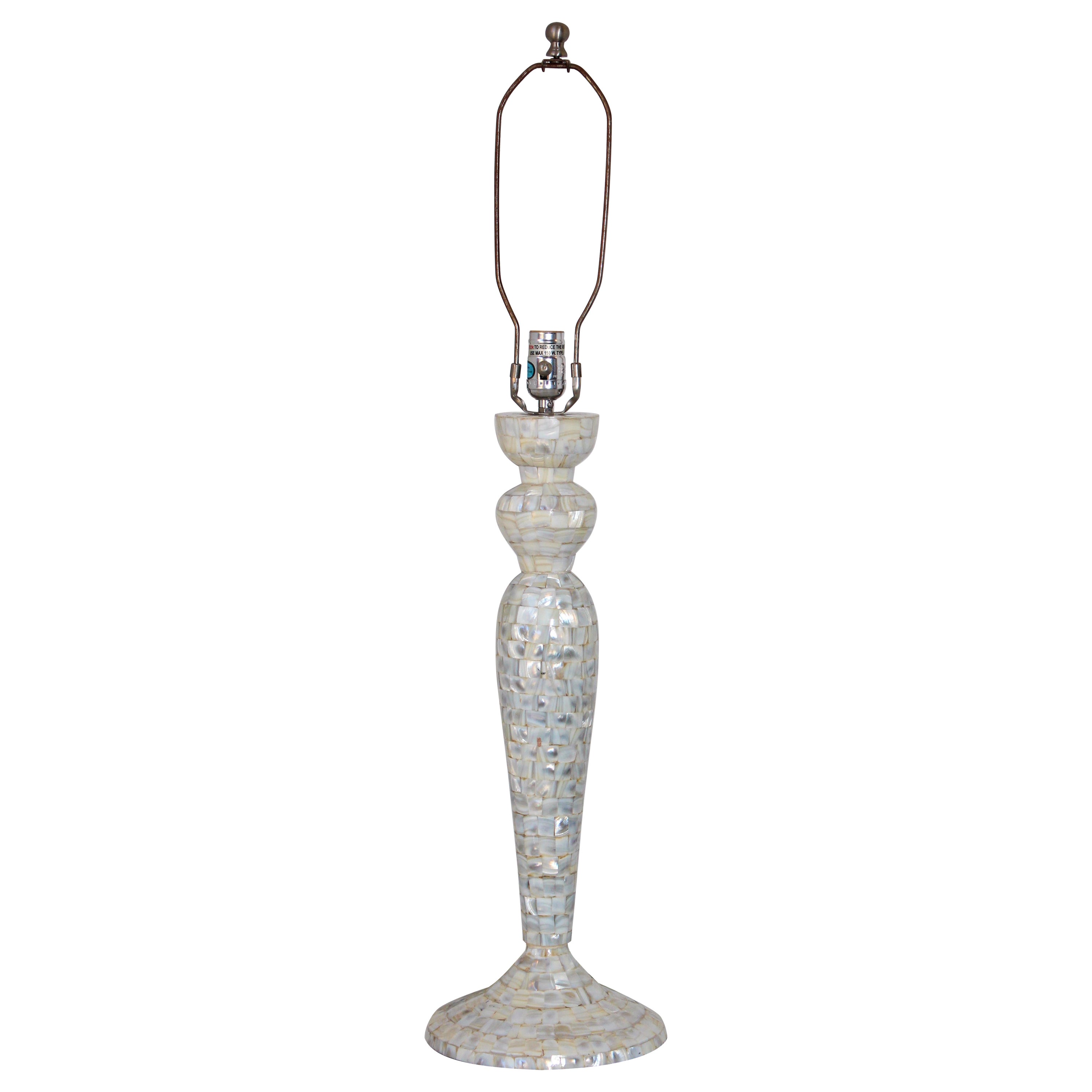 Vintage White Capiz Shell Table Lamp