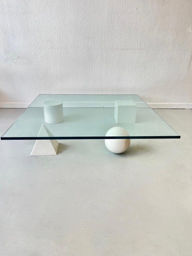 Vintage White Carrara Marble Metafora Coffee Table by Lella & Massimo Vignelli  For Sale 8