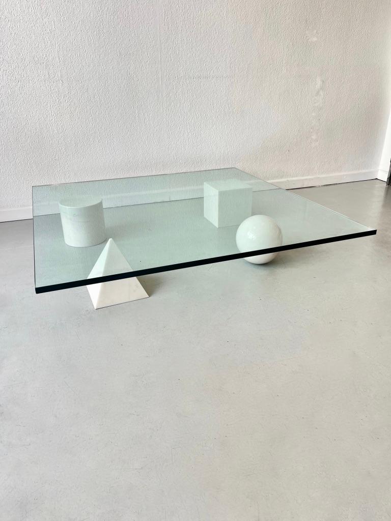 Vintage White Carrara Marble Metafora Coffee Table by Lella & Massimo Vignelli  For Sale 9