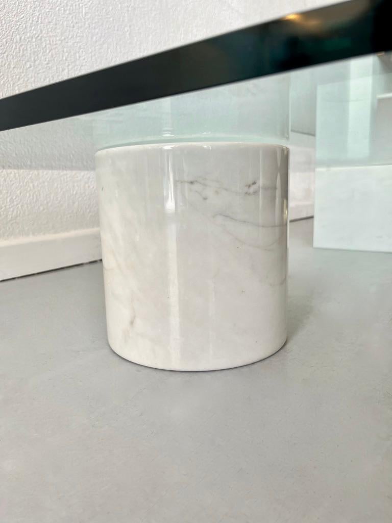 Glass Vintage White Carrara Marble Metafora Coffee Table by Lella & Massimo Vignelli  For Sale