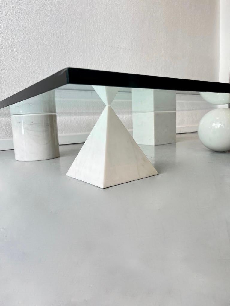 Vintage White Carrara Marble Metafora Coffee Table by Lella & Massimo Vignelli  For Sale 2