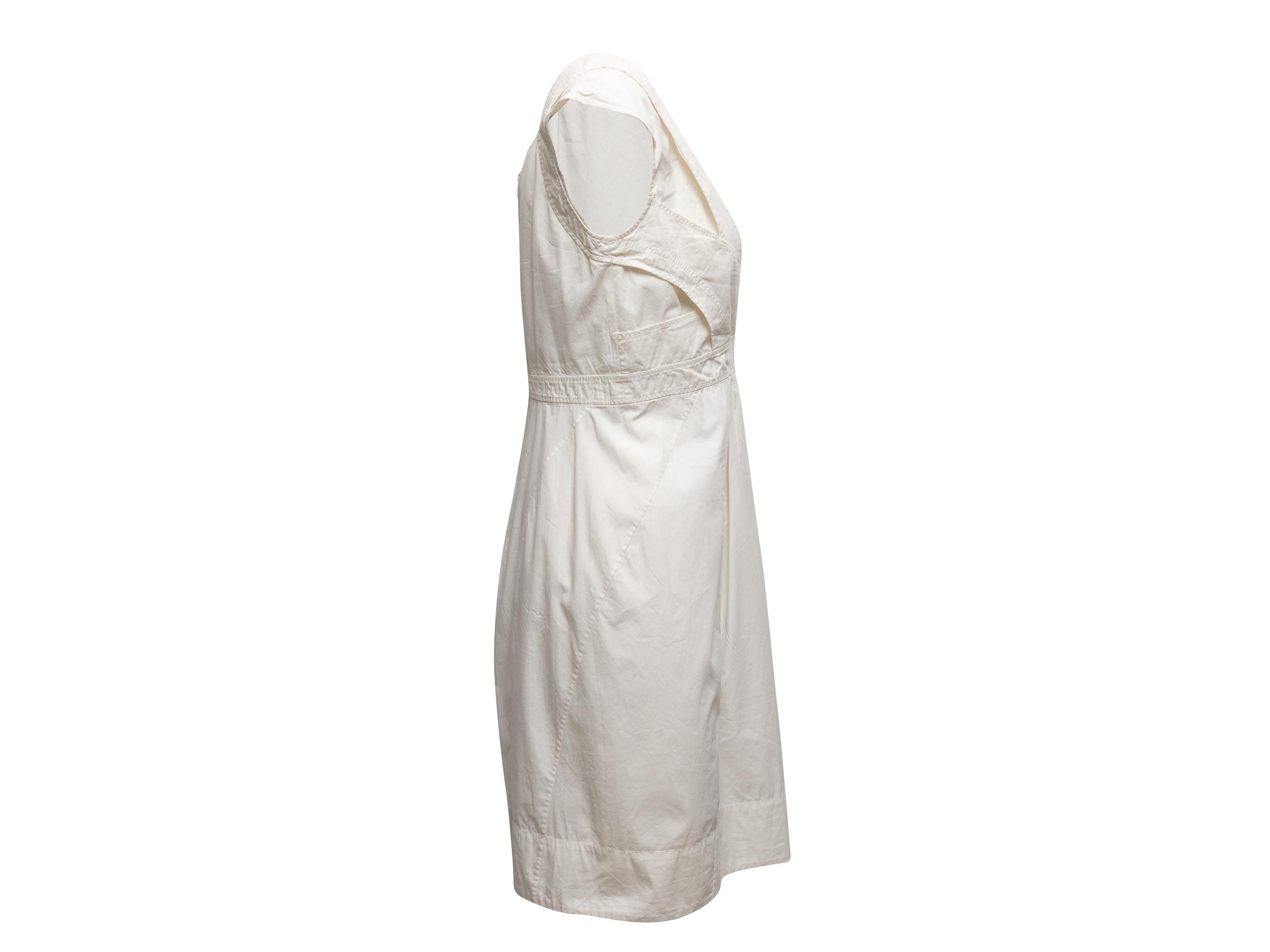  Vintage white sleeveless mini dress by Celine. Circa 2000s. Square neckline. Zip closure at back. 30