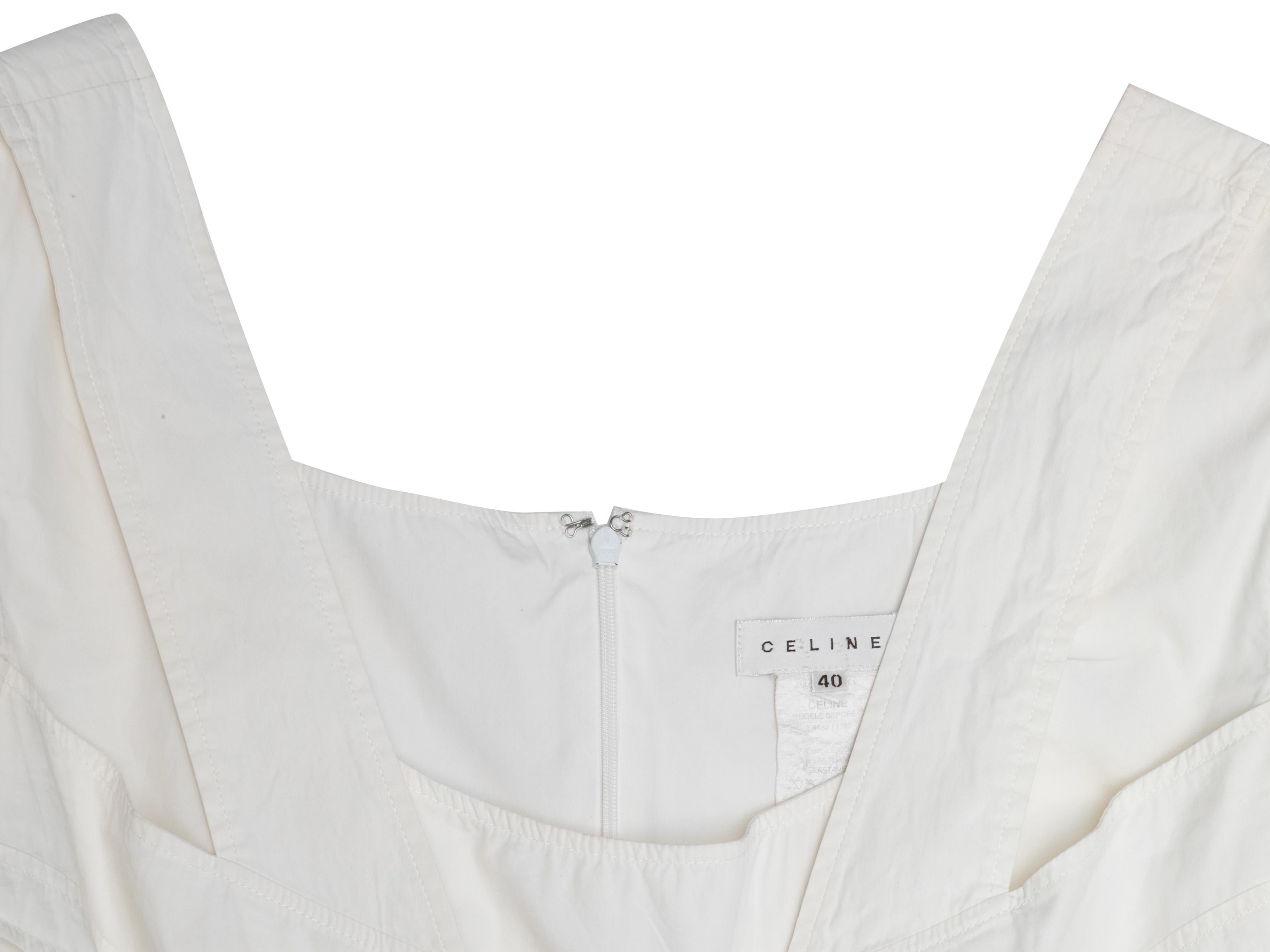Vintage White Celine 2000s Sleeveless Mini Dress Size EU 40 In Good Condition For Sale In New York, NY