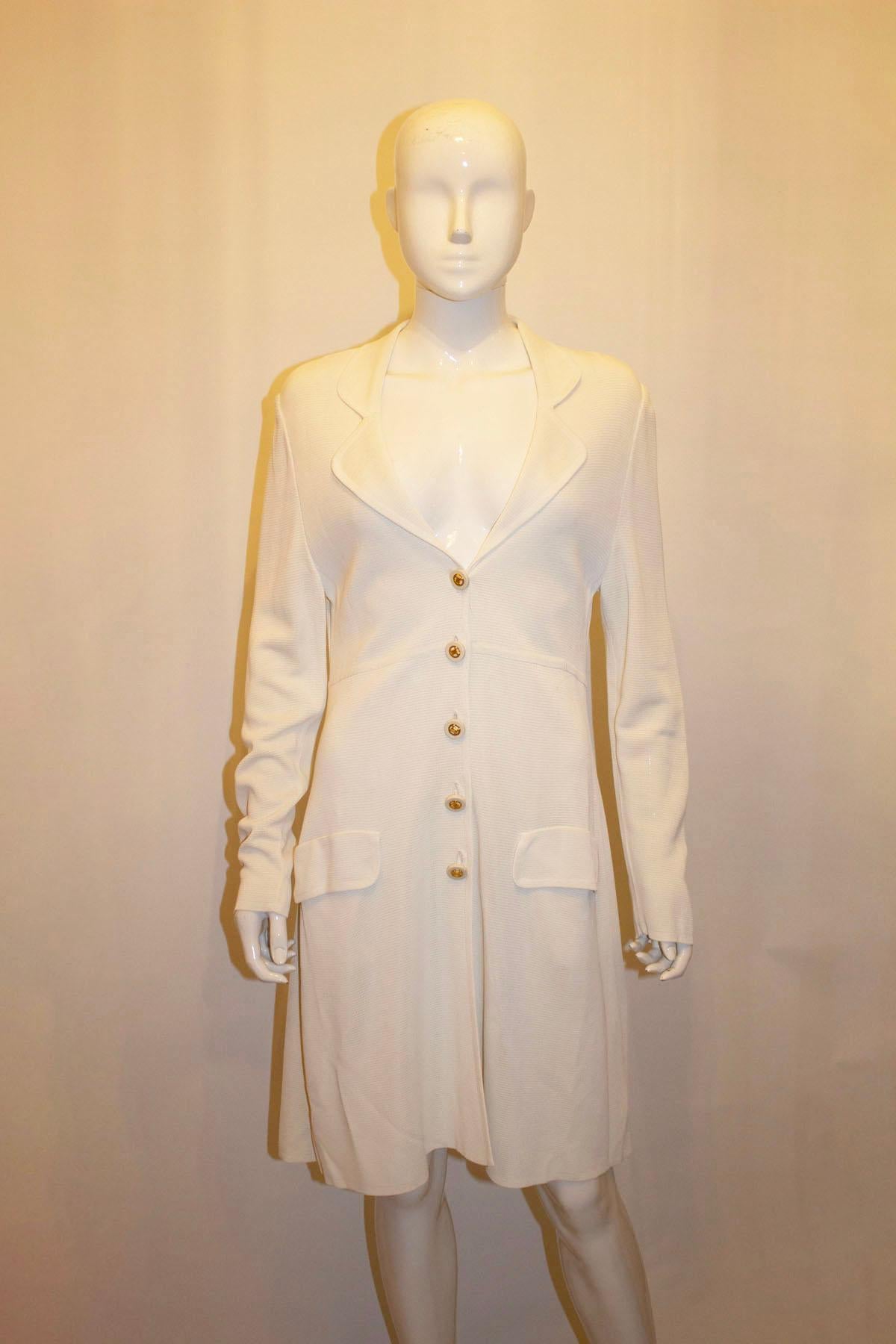 Women's Vintage White Celine Coat Dress For Sale