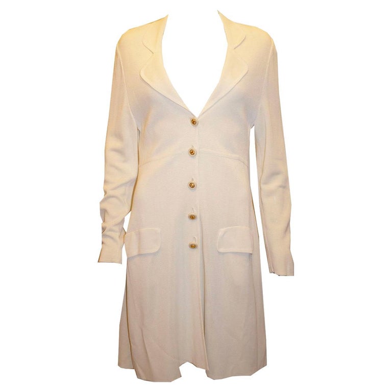 Vintage White Celine Coat Dress For Sale at 1stDibs
