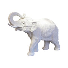 Vintage White Ceramic Elephant – Sèvres, French 1950