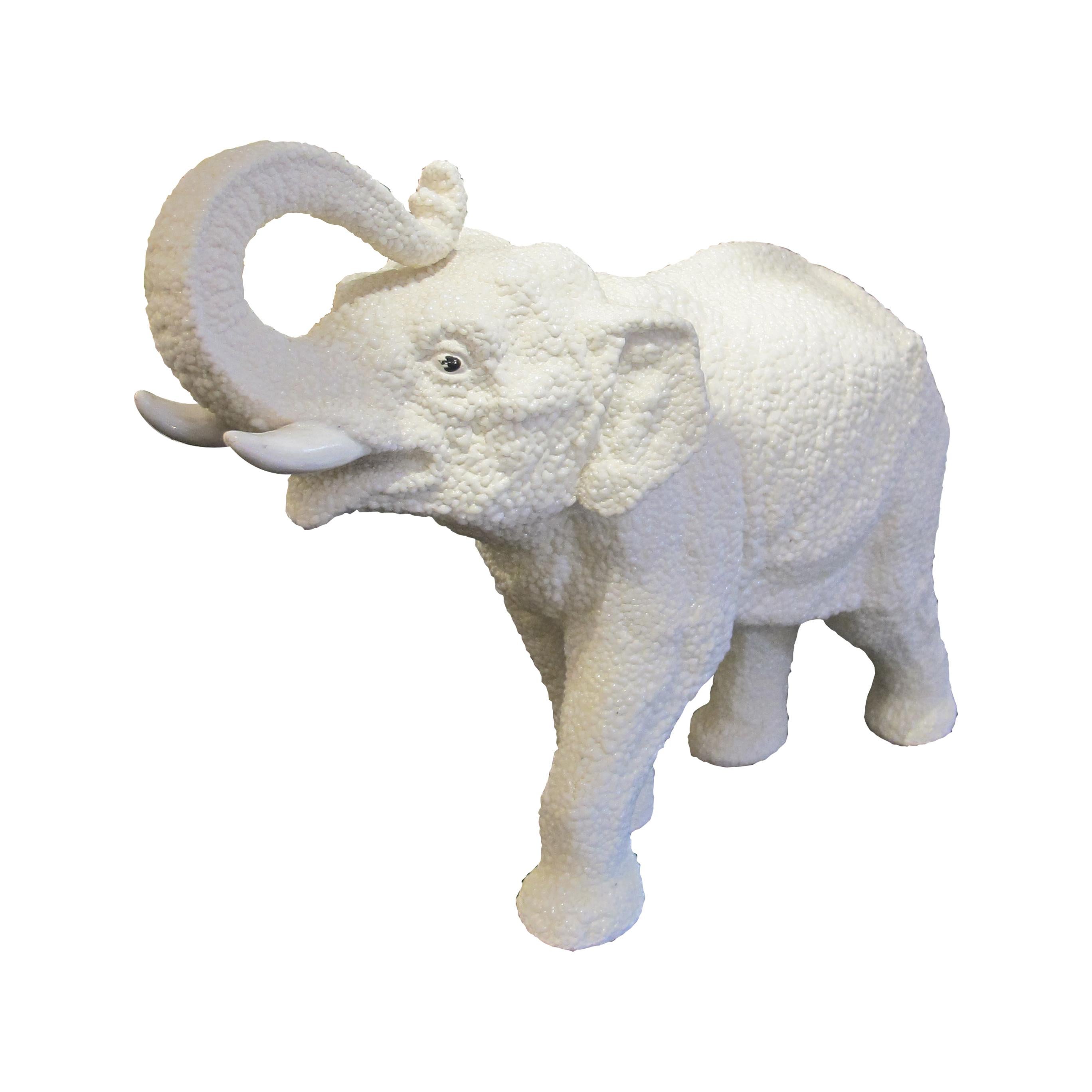 Mid-Century moderno Elefante in ceramica bianca vintage - Sèvres, Francia 1950 in vendita