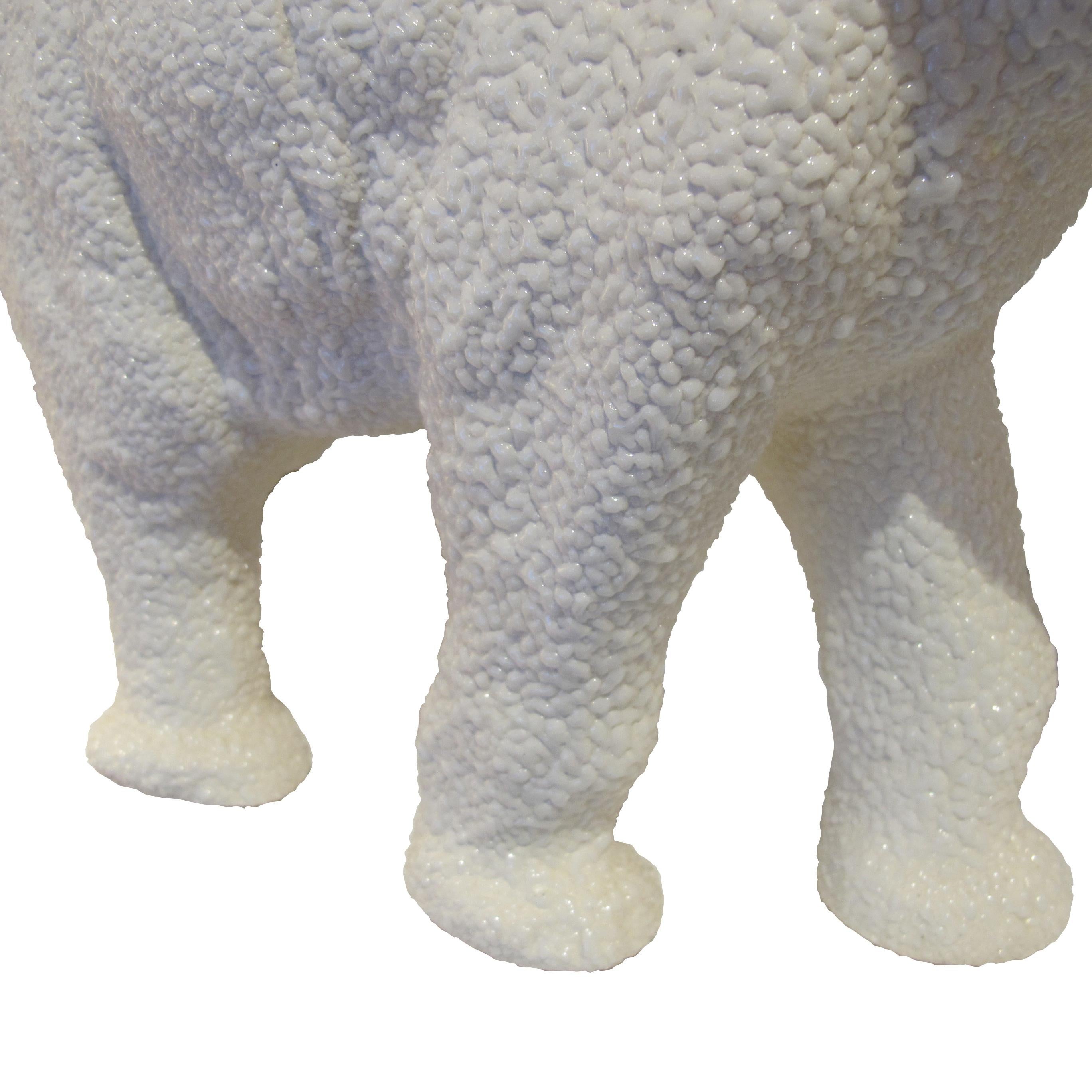 Metà XX secolo Elefante in ceramica bianca vintage - Sèvres, Francia 1950 in vendita