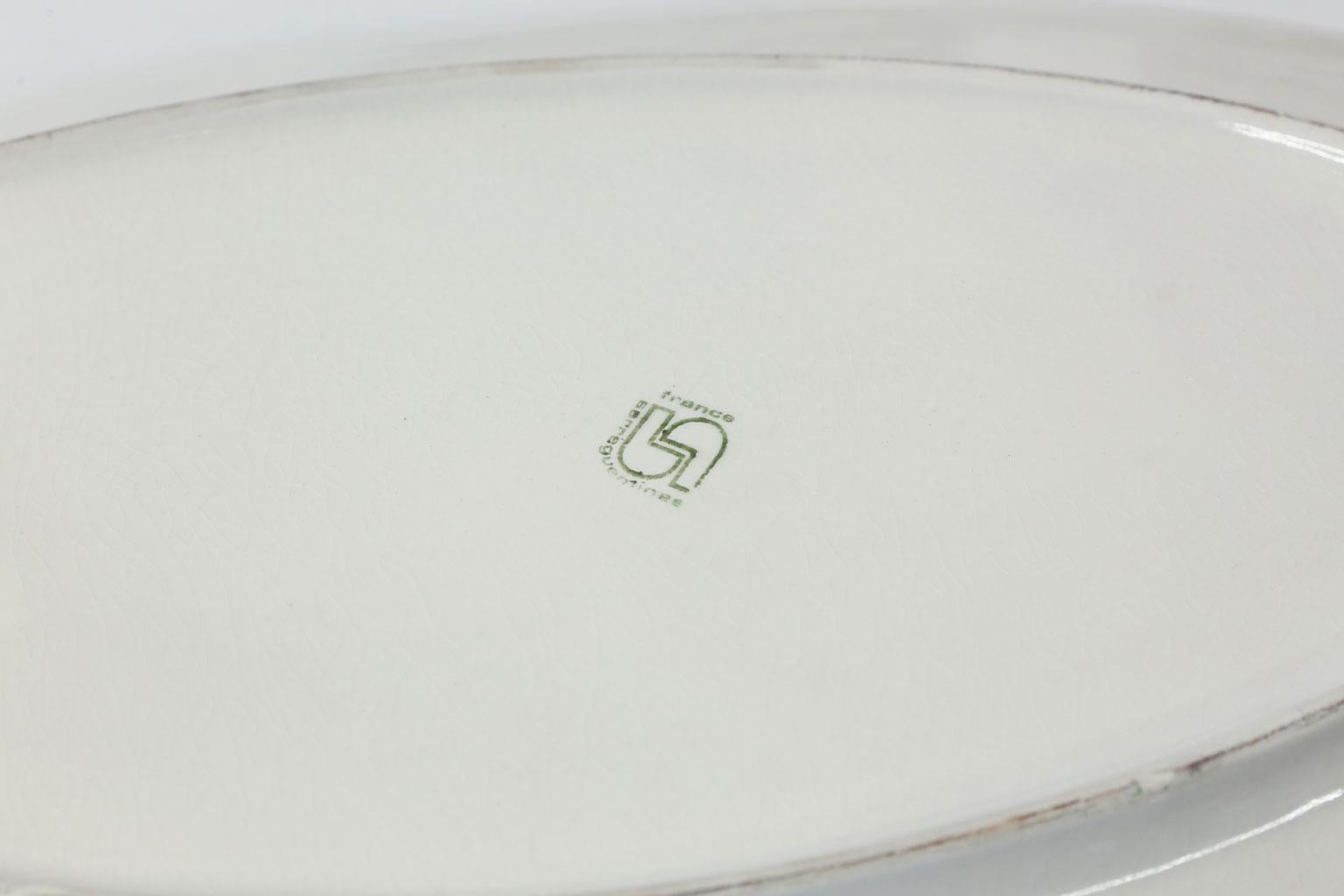French Vintage White Ceramic 'Fish' Plateware For Sale