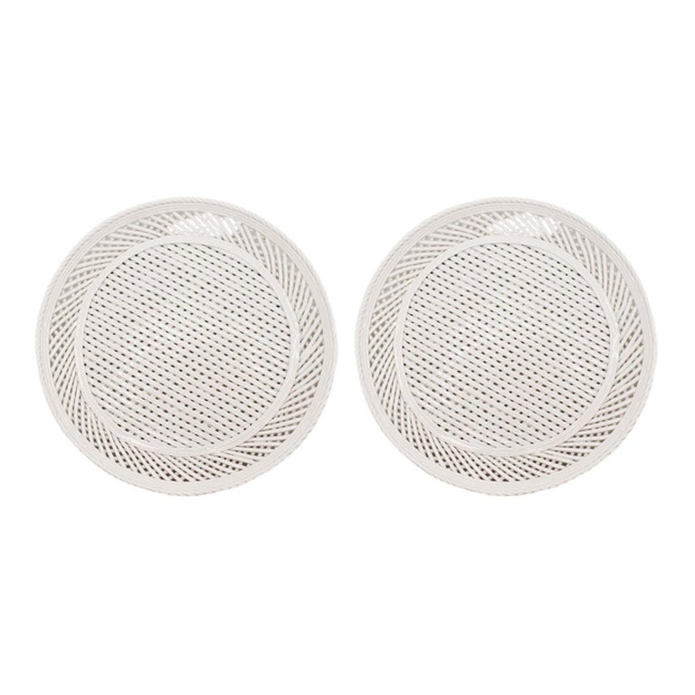 Vintage White Ceramic Italian Chargers or Serving Plates, Set of 2