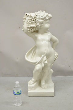 Vintage White Ceramic Italian Pottery 29" Four Seasons Cherub Statue