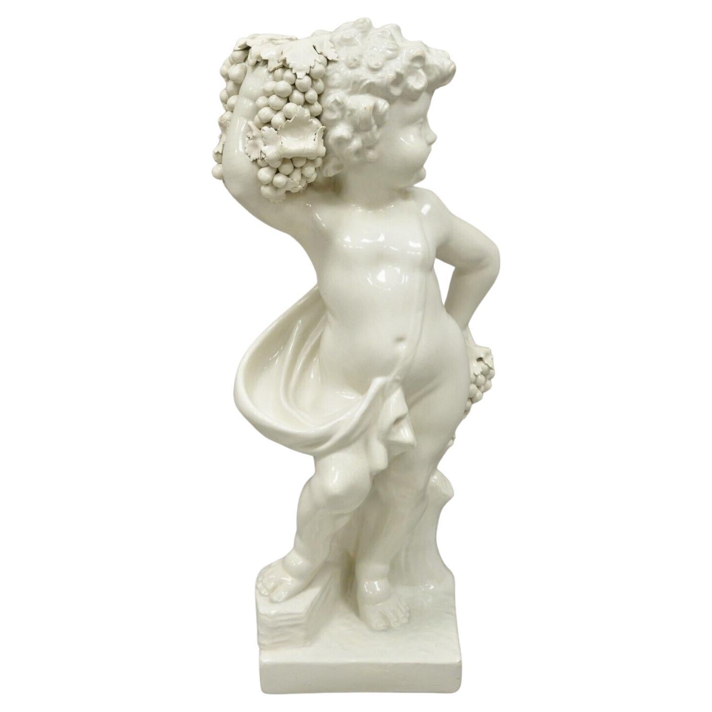 Vintage White Ceramic Italian Pottery 29" Four Seasons Cherub Statue