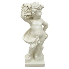 Retro White Ceramic Italian Pottery 29" Four Seasons Cherub Statue