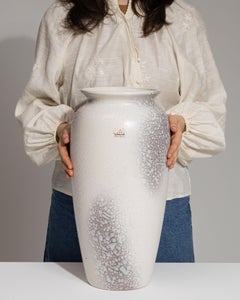 Vintage White Ceramic Vase from W. Germany, 1960s, Detailed Design