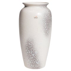 Vintage White Ceramic Vase from W. Germany, 1960s, Detailed Design