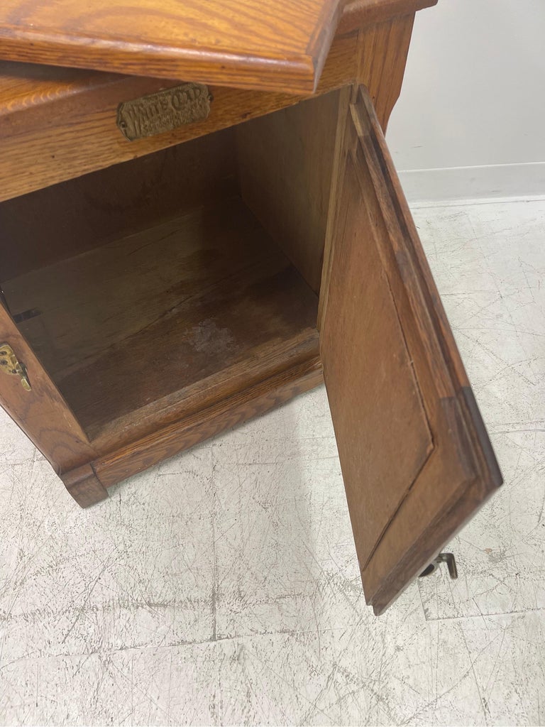 Vintage White Clad Ice Box with Lazy Susan Top For Sale at 1stDibs