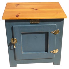 Vintage White Clad Oak Wood Ice Box Nightstand Cabinet Chest End Table