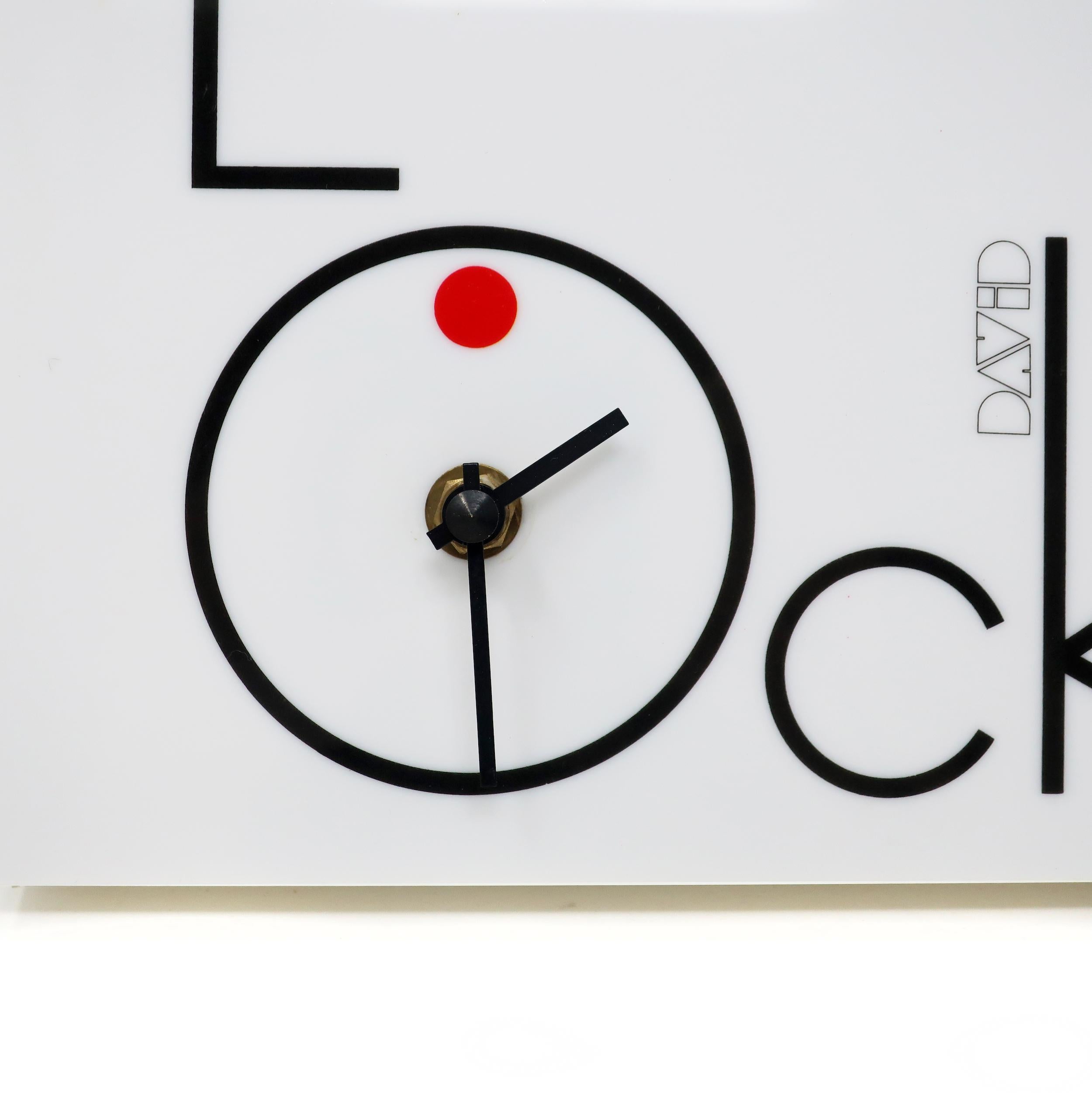 Postmoderne Horloge murale CLOCK blanche vintage par David Davir en vente