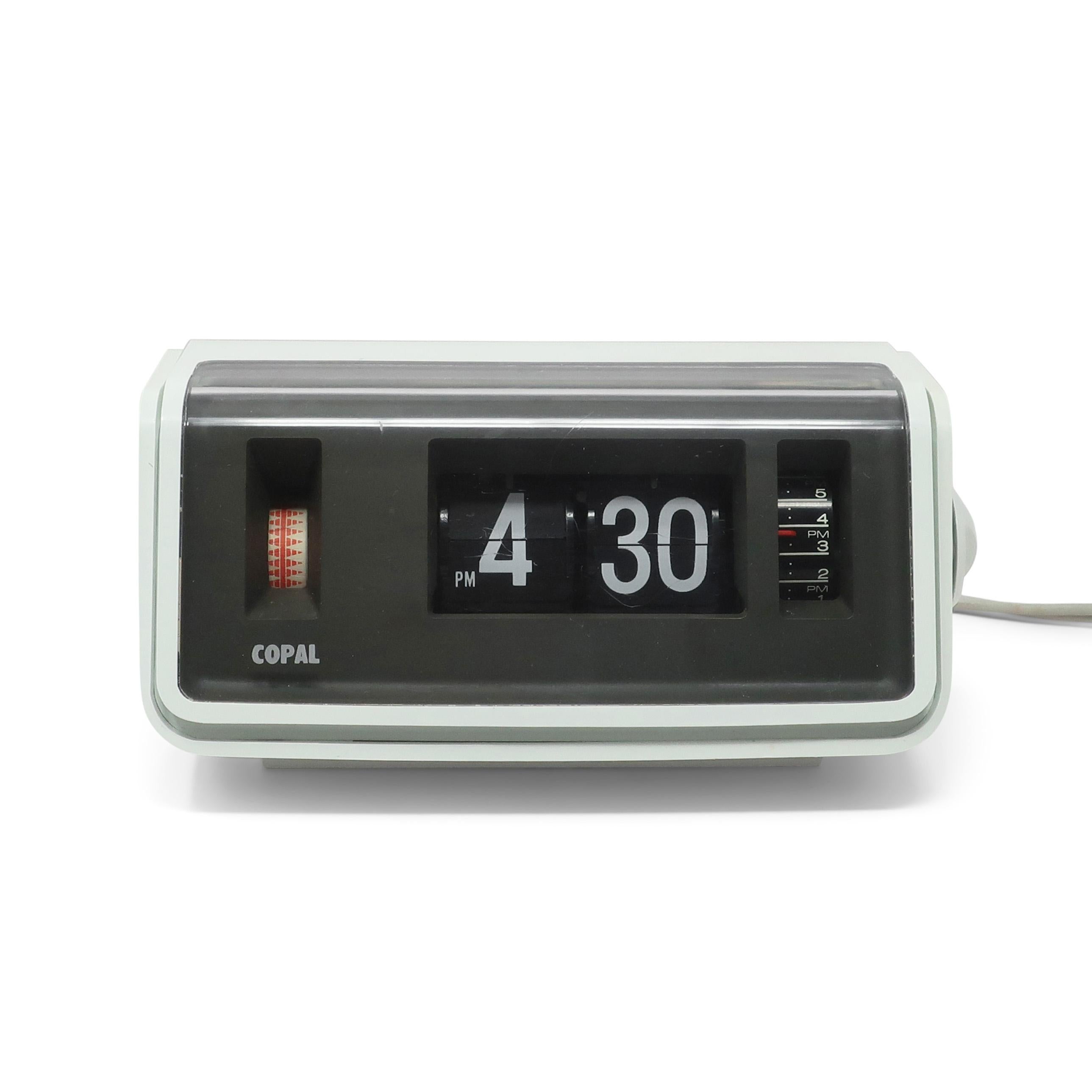 Reloj Despertador Vintage Copal Blanco Modelo 228 Flip Moderno de mediados de siglo