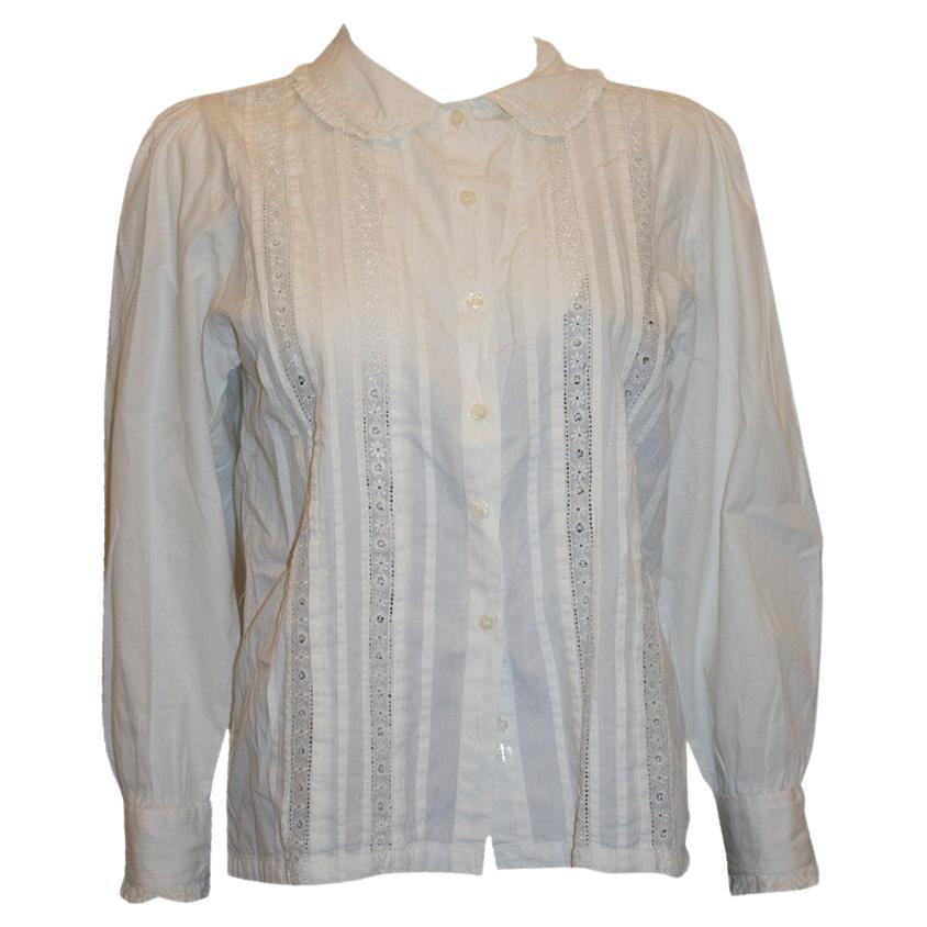 Vintage White Cotton Blouse by Nightingale Ltd