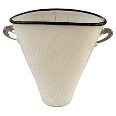 Retro White Crackle Finish Mirano Glass Vase