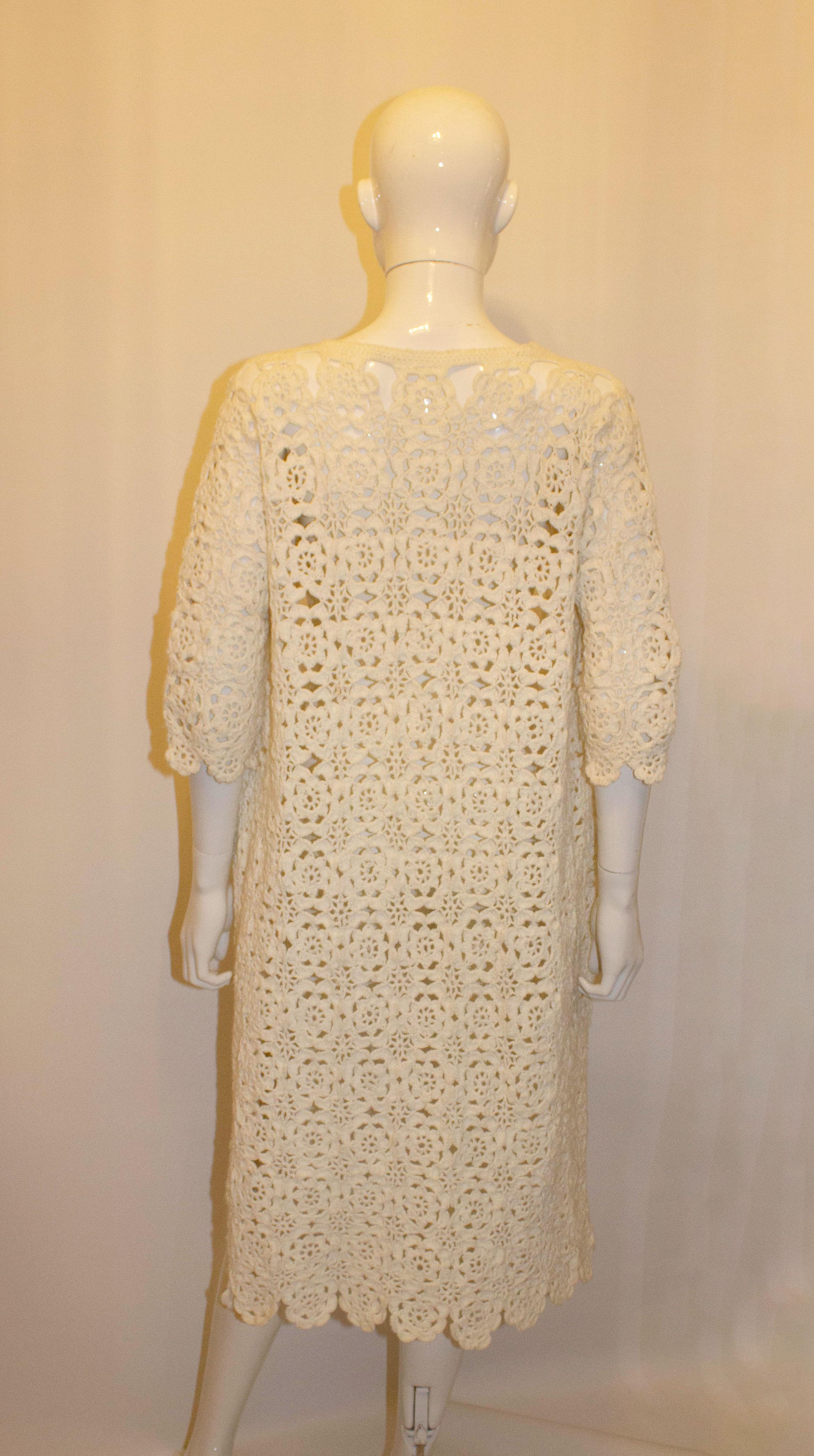 Vintage White Crochet Coat For Sale 2