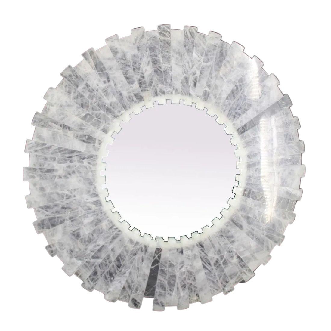 XX secolo Specchio Starburst in cristallo bianco vintage in vendita