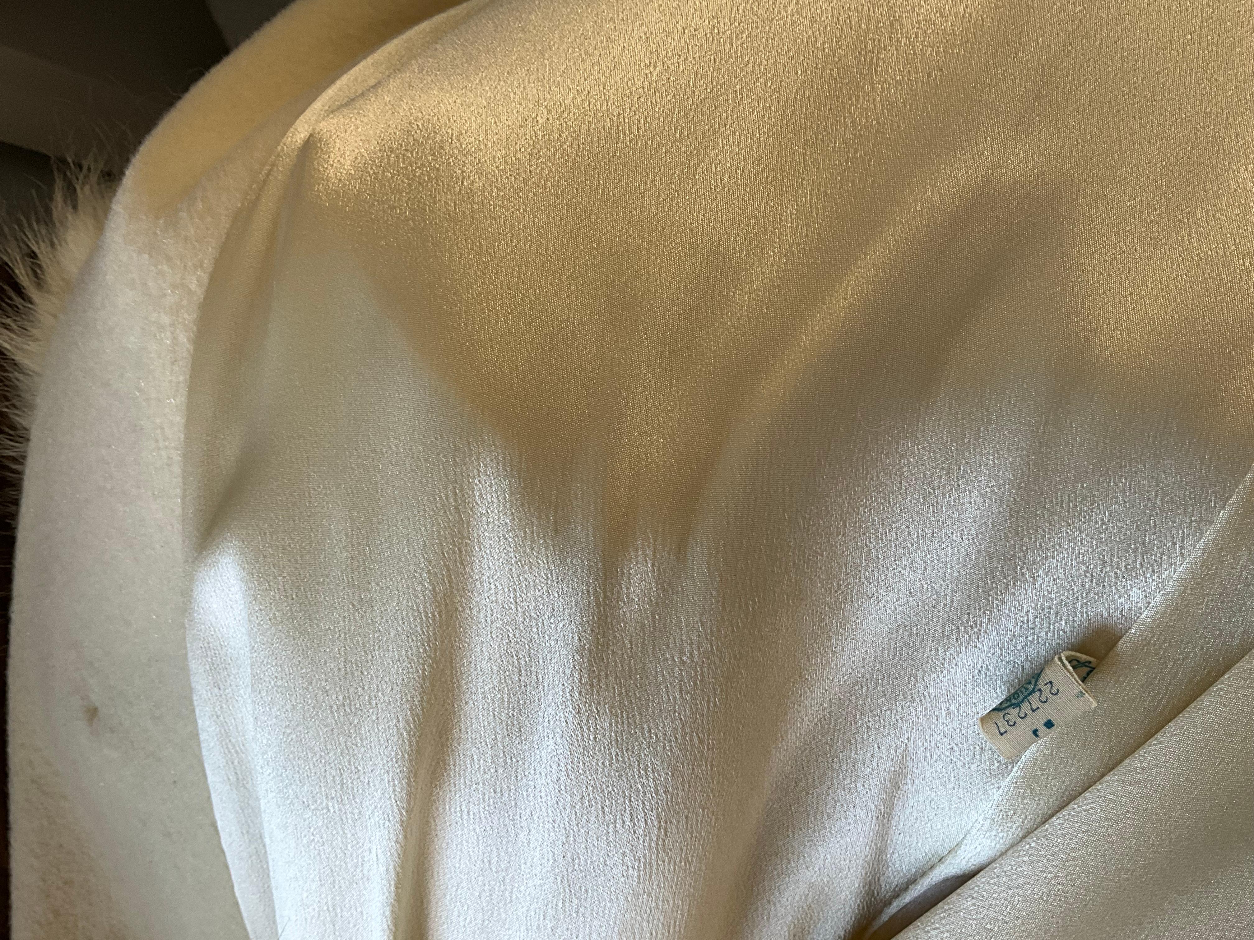 Vintage White Cuddle Coat with Fur Detail For Sale 6