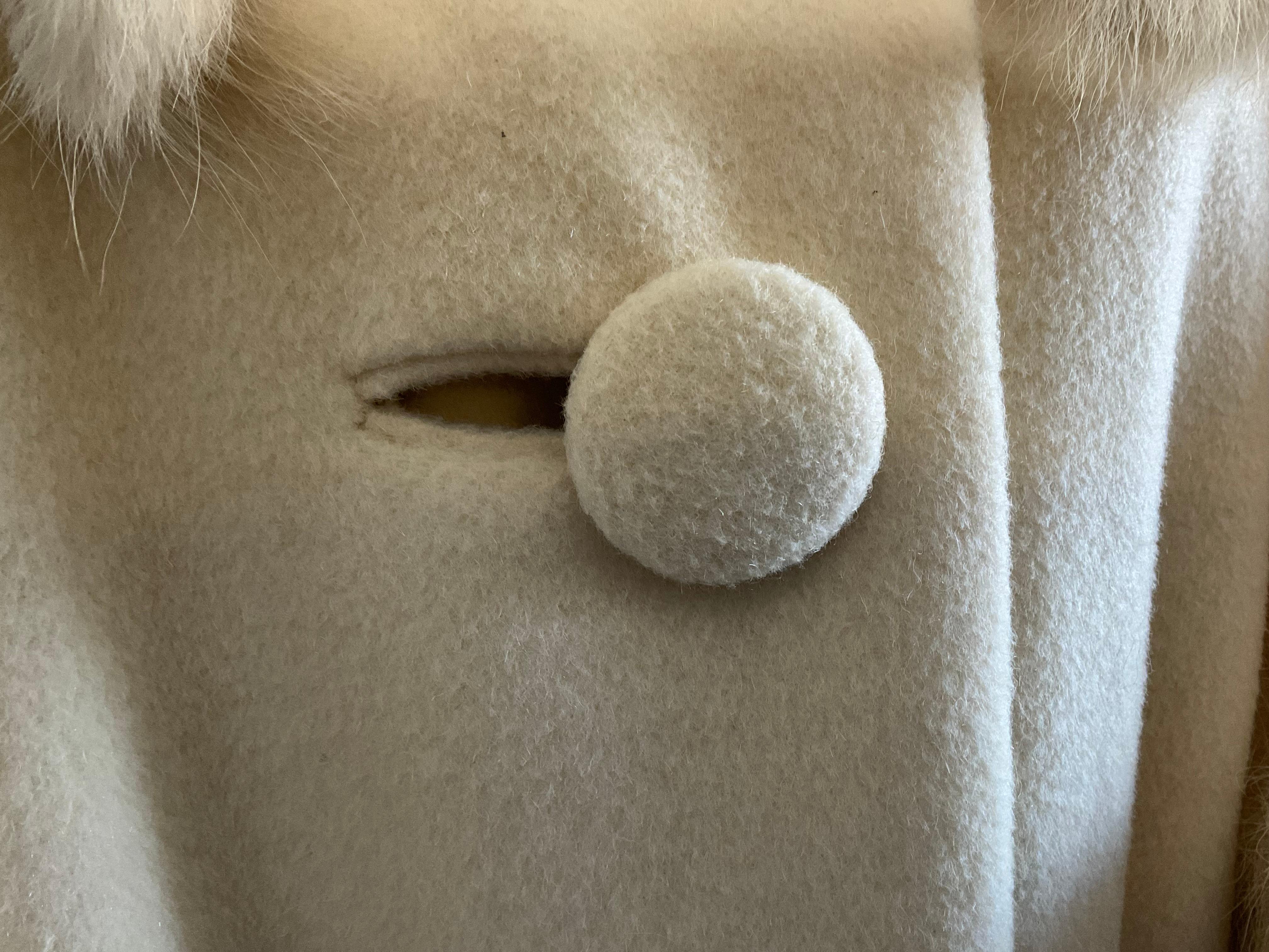 Vintage White Cuddle Coat with Fur Detail For Sale 5