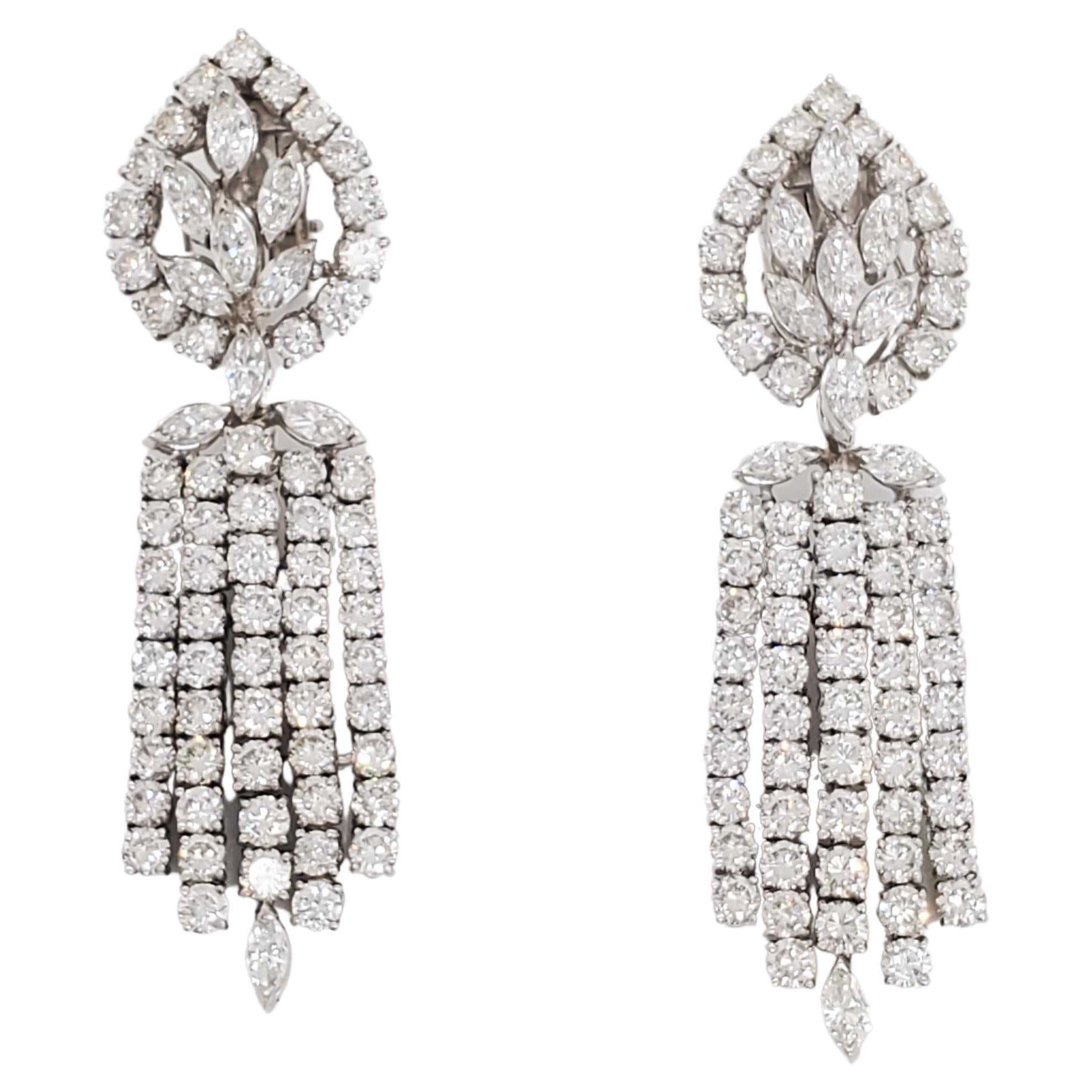 Vintage White Diamond Dangle Detachable Earrings Circa 1980s