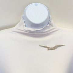 Vintage White Diamond Rose Cut French Bird Brooch