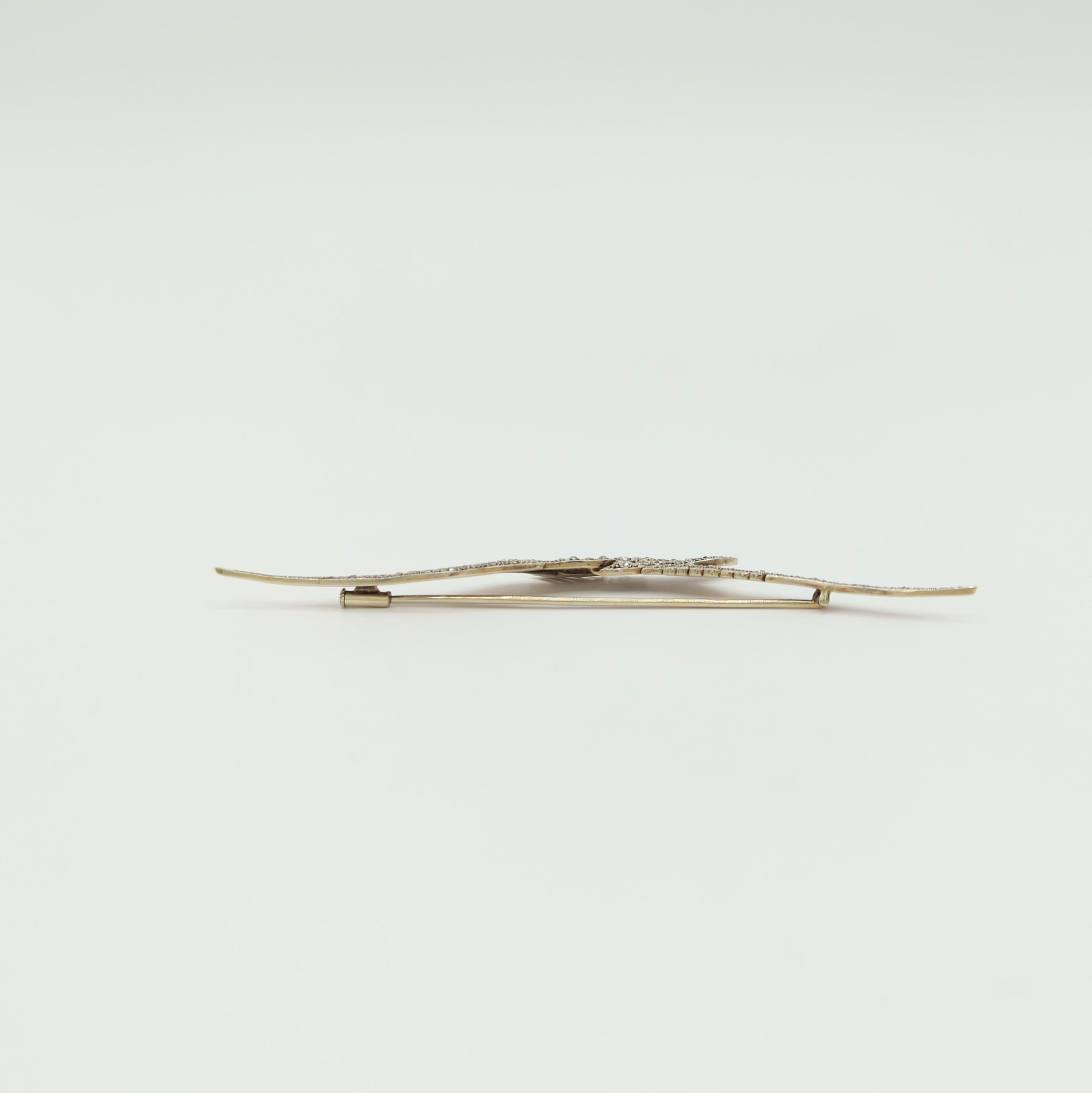 Spilla a forma di uccello francese con diamante bianco e taglio a rosa d'epoca In condizioni ottime in vendita a Los Angeles, CA